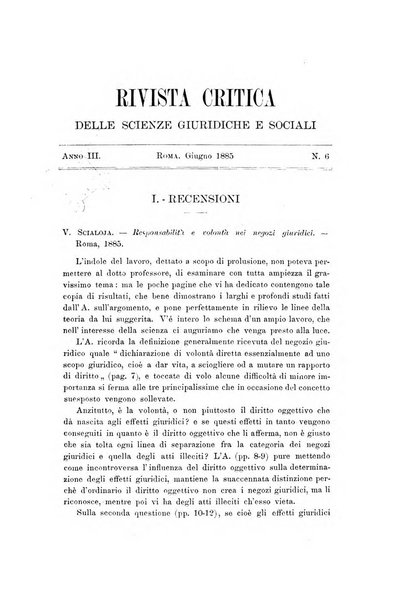 Rivista critica delle scienze giuridiche e sociali