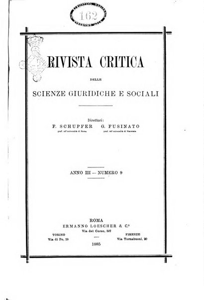 Rivista critica delle scienze giuridiche e sociali