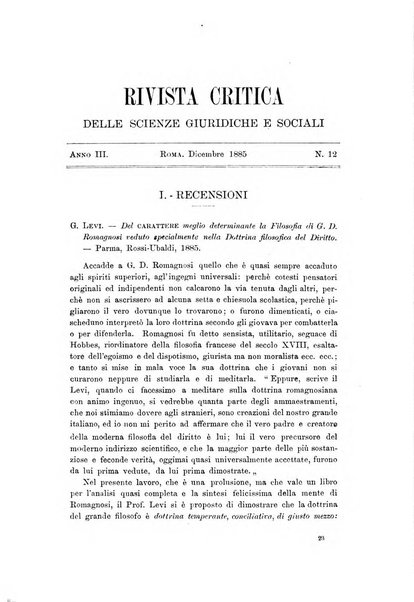 Rivista critica delle scienze giuridiche e sociali