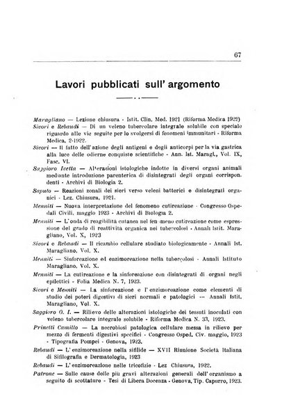 Archivi di biologia applicata alla patologia, alla clinica e all'igiene periodico bimestrale