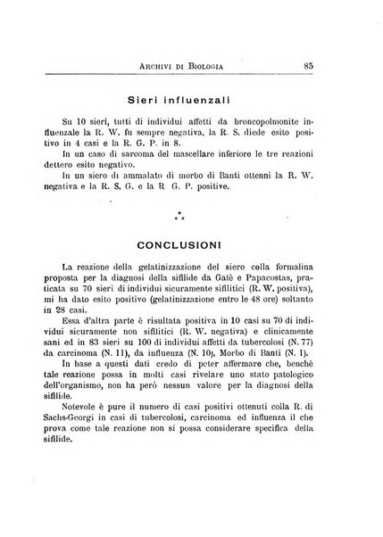 Archivi di biologia applicata alla patologia, alla clinica e all'igiene periodico bimestrale