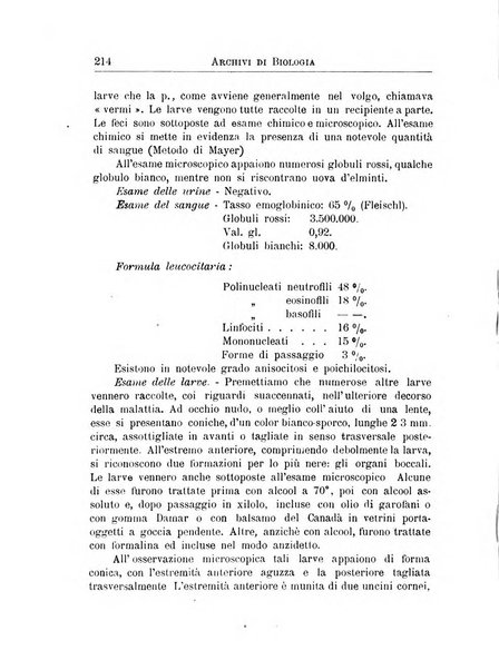 Archivi di biologia applicata alla patologia, alla clinica e all'igiene periodico bimestrale