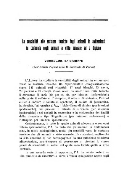 Archivi di biologia applicata alla patologia, alla clinica e all'igiene periodico bimestrale