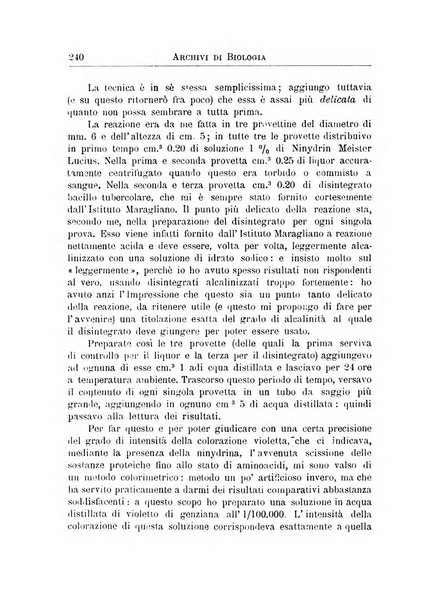 Archivi di biologia applicata alla patologia, alla clinica e all'igiene periodico bimestrale