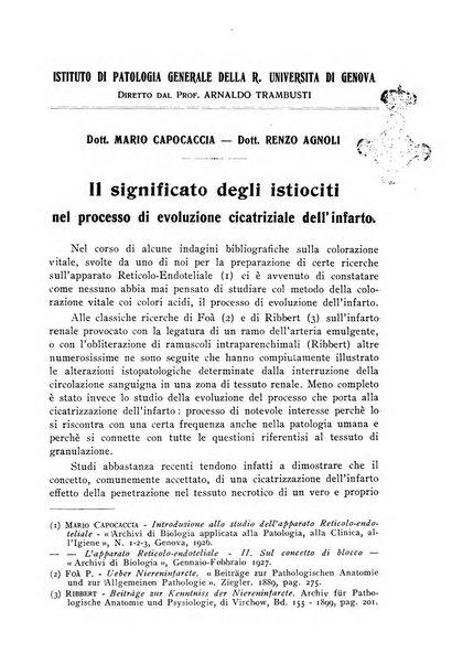 Archivi di biologia applicata alla patologia, alla clinica e all'igiene periodico bimestrale