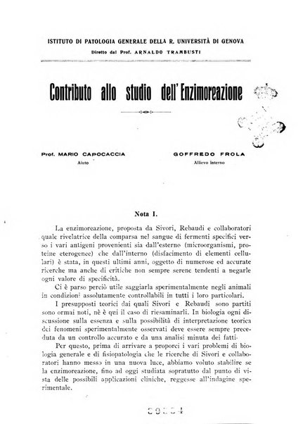 Archivi di biologia applicata alla patologia, alla clinica e all'igiene periodico bimestrale