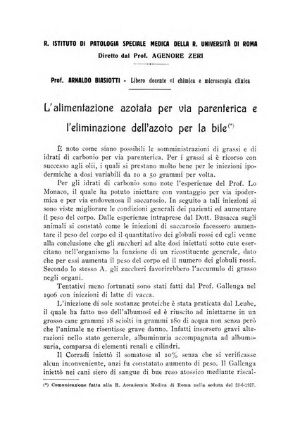 Archivi di biologia applicata alla patologia, alla clinica e all'igiene periodico bimestrale