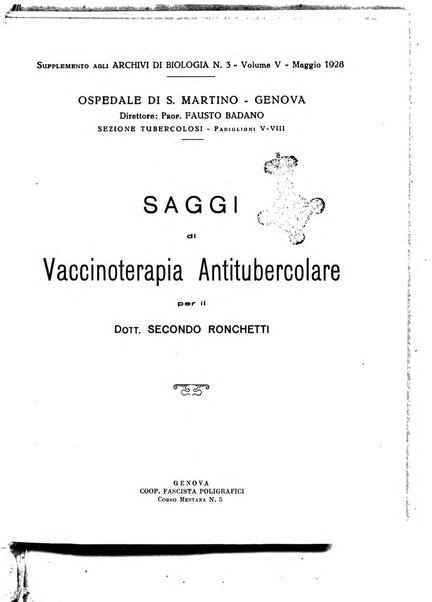 Archivi di biologia applicata alla patologia, alla clinica e all'igiene periodico bimestrale