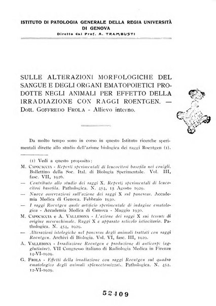 Archivi di biologia applicata alla patologia, alla clinica e all'igiene periodico bimestrale