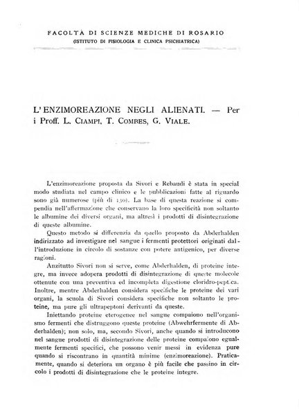 Archivi di biologia applicata alla patologia, alla clinica e all'igiene periodico bimestrale