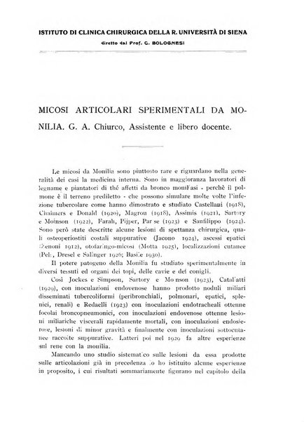 Archivi di biologia applicata alla patologia, alla clinica e all'igiene periodico bimestrale