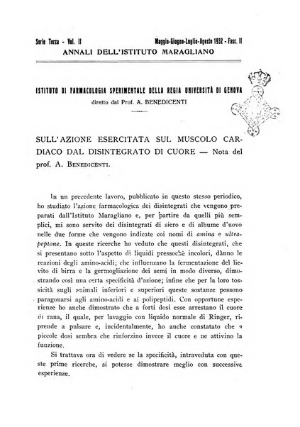 Annali dell'Istituto Maragliano archivi di biologia applicata alla patologia, alla clinica e all'igiene