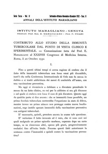 Annali dell'Istituto Maragliano archivi di biologia applicata alla patologia, alla clinica e all'igiene