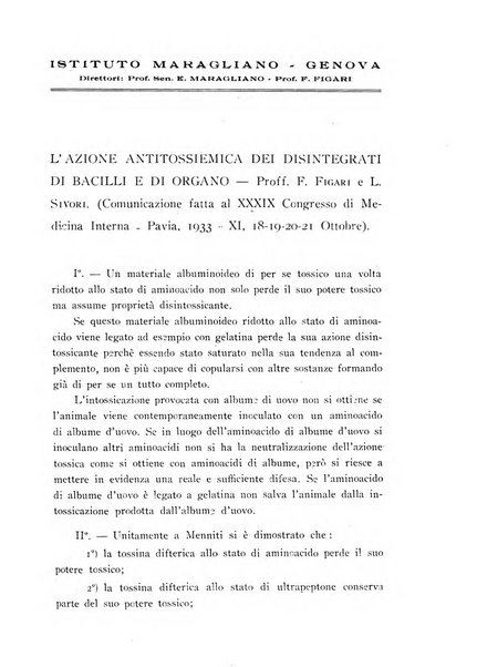 Annali dell'Istituto Maragliano archivi di biologia applicata alla patologia, alla clinica e all'igiene