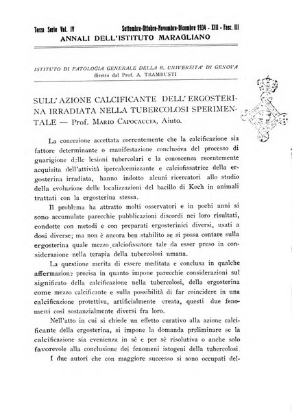 Annali dell'Istituto Maragliano archivi di biologia applicata alla patologia, alla clinica e all'igiene