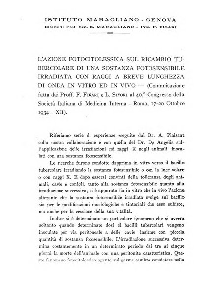 Annali dell'Istituto Maragliano archivi di biologia applicata alla patologia, alla clinica e all'igiene