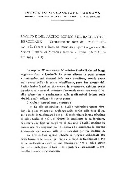 Annali dell'Istituto Maragliano archivi di biologia applicata alla patologia, alla clinica e all'igiene