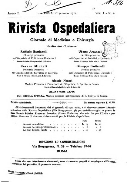 Rivista ospedaliera giornale di medicina e chirurgia