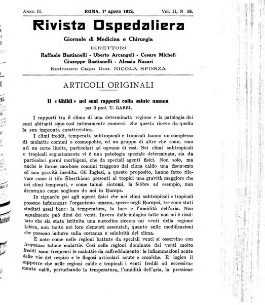 Rivista ospedaliera giornale di medicina e chirurgia