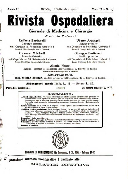 Rivista ospedaliera giornale di medicina e chirurgia