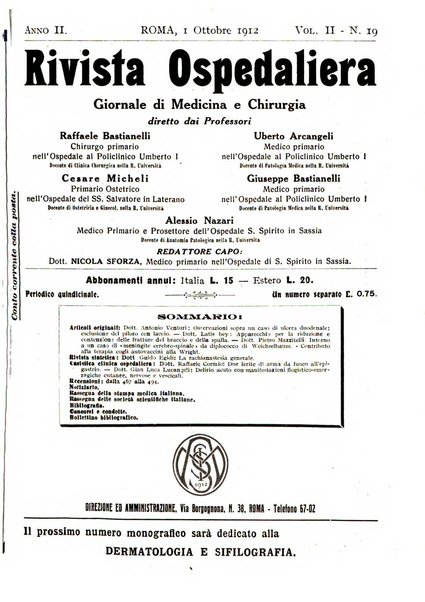 Rivista ospedaliera giornale di medicina e chirurgia