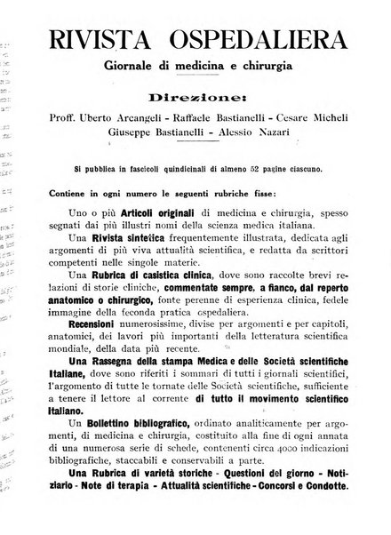 Rivista ospedaliera giornale di medicina e chirurgia