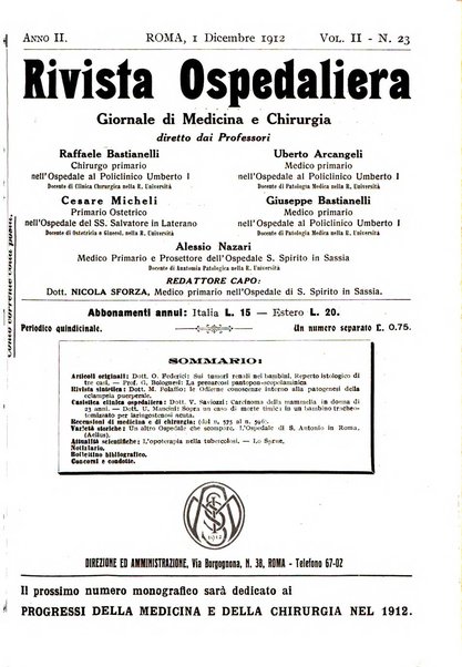 Rivista ospedaliera giornale di medicina e chirurgia