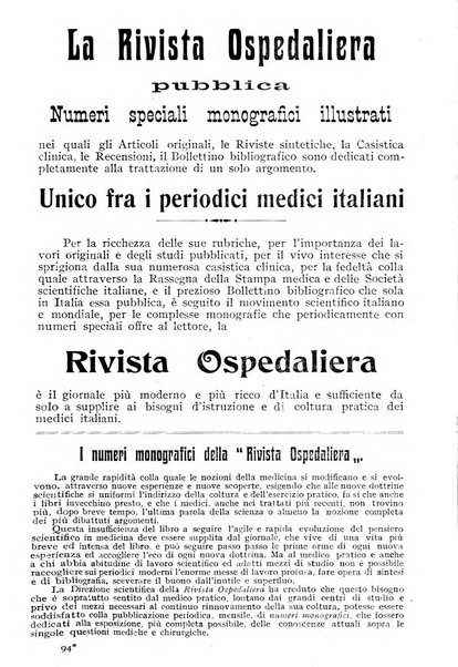 Rivista ospedaliera giornale di medicina e chirurgia