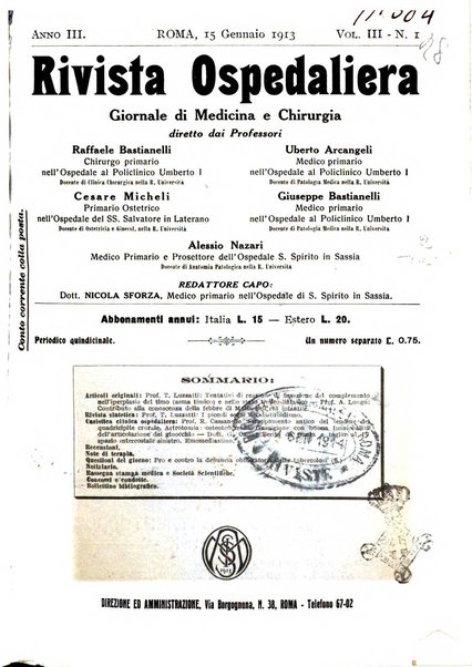 Rivista ospedaliera giornale di medicina e chirurgia