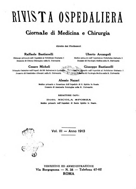 Rivista ospedaliera giornale di medicina e chirurgia