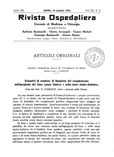 Rivista ospedaliera giornale di medicina e chirurgia