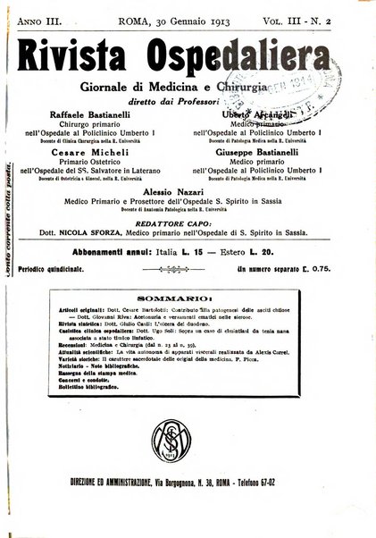 Rivista ospedaliera giornale di medicina e chirurgia