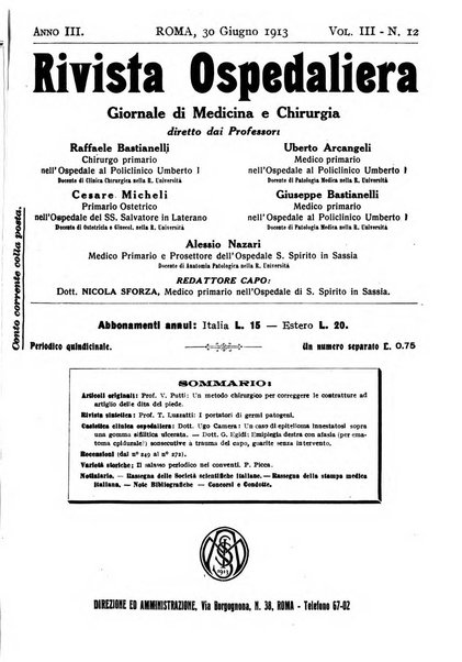 Rivista ospedaliera giornale di medicina e chirurgia