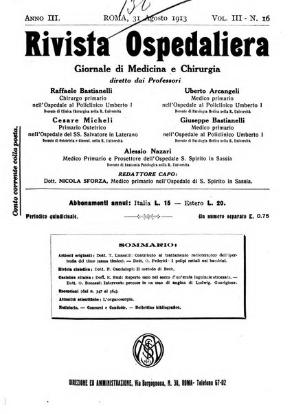 Rivista ospedaliera giornale di medicina e chirurgia