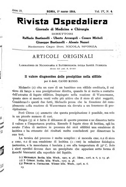 Rivista ospedaliera giornale di medicina e chirurgia