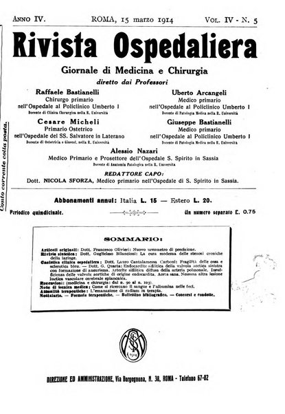 Rivista ospedaliera giornale di medicina e chirurgia