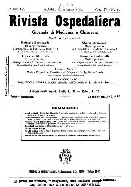 Rivista ospedaliera giornale di medicina e chirurgia