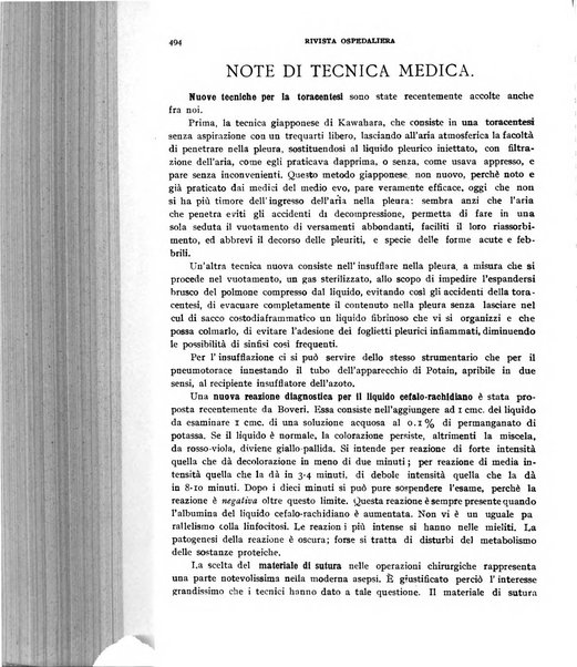 Rivista ospedaliera giornale di medicina e chirurgia