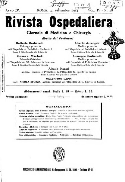 Rivista ospedaliera giornale di medicina e chirurgia