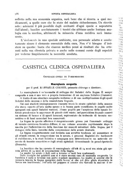 Rivista ospedaliera giornale di medicina e chirurgia