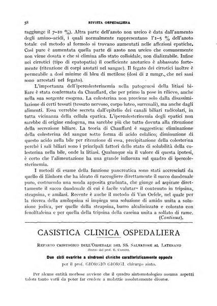 Rivista ospedaliera giornale di medicina e chirurgia