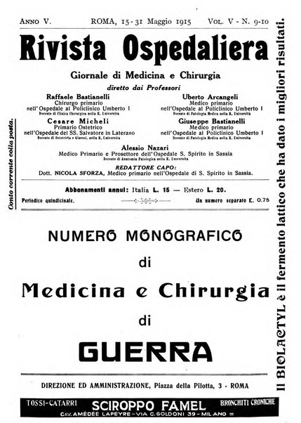 Rivista ospedaliera giornale di medicina e chirurgia