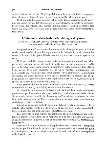 Rivista ospedaliera giornale di medicina e chirurgia