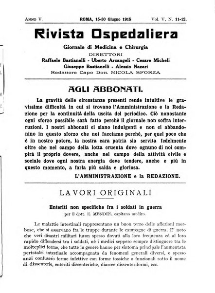 Rivista ospedaliera giornale di medicina e chirurgia