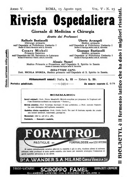 Rivista ospedaliera giornale di medicina e chirurgia