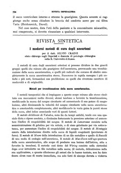 Rivista ospedaliera giornale di medicina e chirurgia