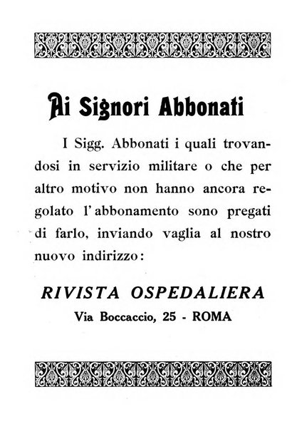 Rivista ospedaliera giornale di medicina e chirurgia