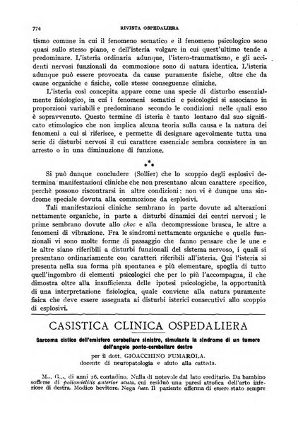 Rivista ospedaliera giornale di medicina e chirurgia