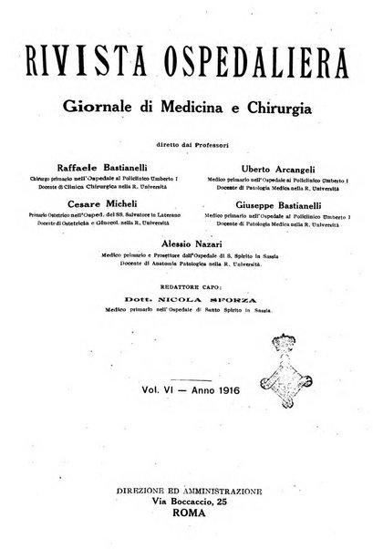 Rivista ospedaliera giornale di medicina e chirurgia