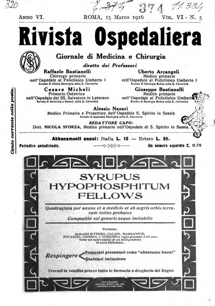 Rivista ospedaliera giornale di medicina e chirurgia